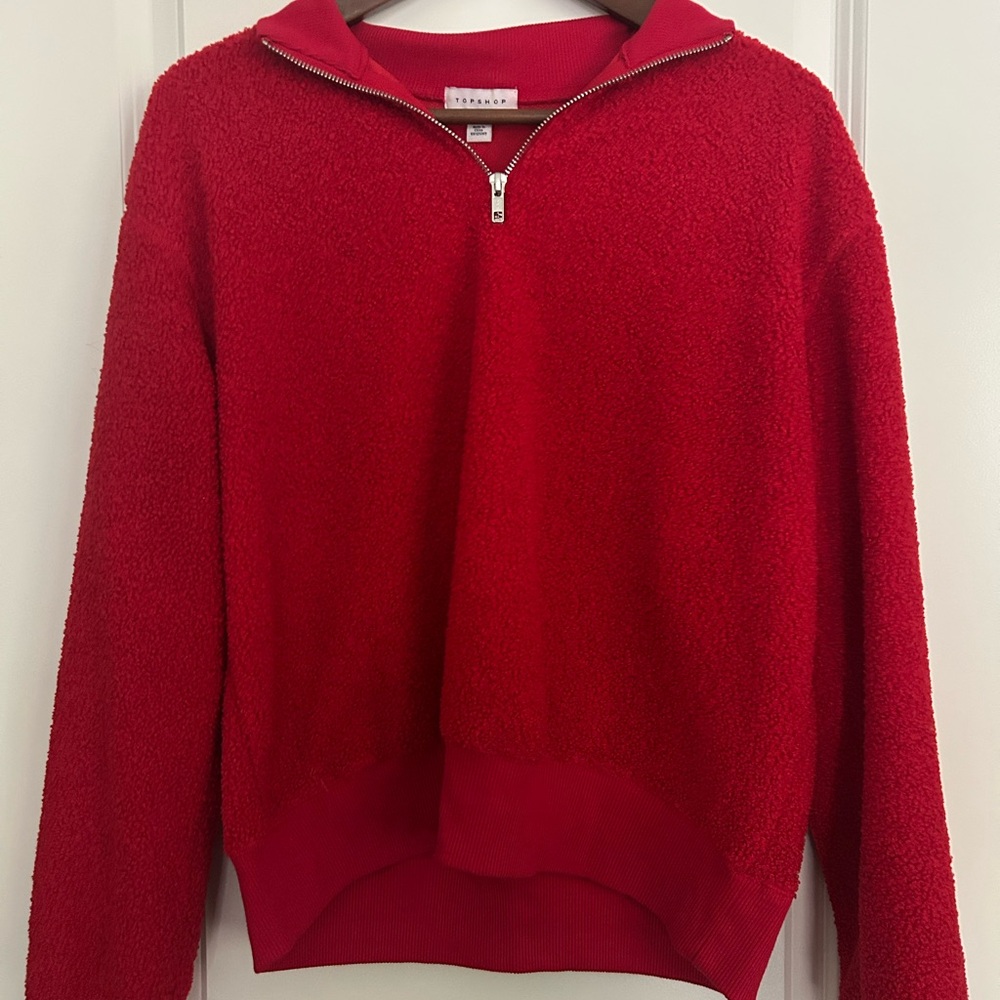 Topshop Red Cowl Neck Sweater